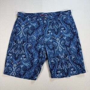 Robert Graham Linen-Cotton Shorts Men's 36x9 Blue Paisley Resort‎ Beach Coastal